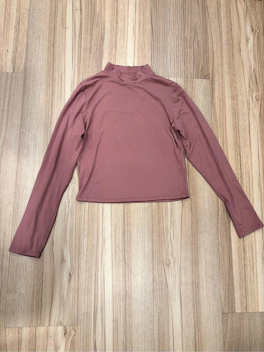 Live In The Moment Long Sleeve Mock Neck Mauve Pink Size Small